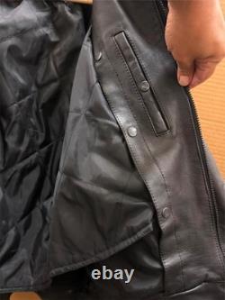 Motoline Leather Motorcycle Jacket 48 Black Asym Zip with Removable Liner