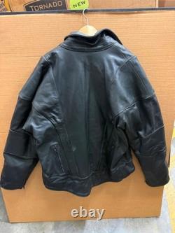 Motoline Leather Motorcycle Jacket 48 Black Asym Zip with Removable Liner