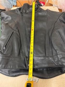 Motoline Leather Motorcycle Jacket 48 Black Asym Zip with Removable Liner