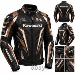 Motorcycle Leather Jacket Black Brown Cowhide Armored Racing Biker Riding Jacket