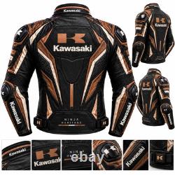 Motorcycle Leather Jacket Black Brown Cowhide Armored Racing Biker Riding Jacket