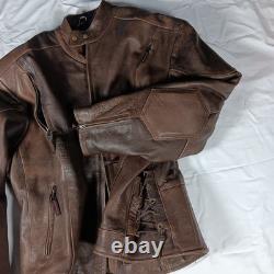 Motorcycle Leather Jacket Cafe Racer Style Size 56 with Chaps