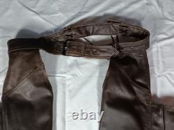 Motorcycle Leather Jacket Cafe Racer Style Size 56 with Chaps