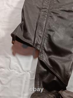 Motorcycle Leather Jacket Cafe Racer Style Size 56 with Chaps