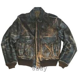 Motorcycle Leather Jacket Coat Brown Mens L Distressed Vintage Biker Core Brown