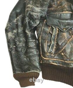 Motorcycle Leather Jacket Coat Brown Mens L Distressed Vintage Biker Core Brown