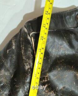 Motorcycle Leather Jacket Coat Brown Mens L Distressed Vintage Biker Core Brown