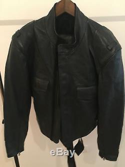 Motorcycle Police Leather Suit Uniform Cop Biker Pants Breeches Jacket Skin Bluf