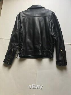 Mr. S (sf) Deluxe Black Leather Motorcycle Biker Jacket Size 42