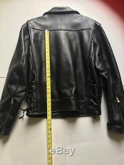 Mr. S (sf) Deluxe Black Leather Motorcycle Biker Jacket Size 42