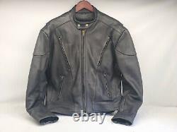 NEW AGE BIKERS BLACK LEATHER MOTORCYCLE RIDING JACKET MENS 42 With LINER