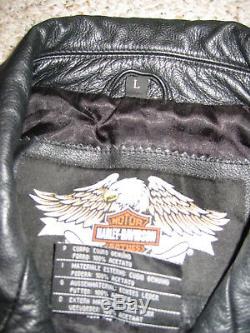 NICE! Harley Davidson Womens Black Leather Jacket Size Large Embroidered Eagle
