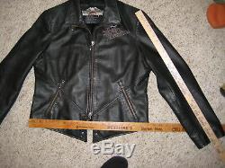 NICE! Harley Davidson Womens Black Leather Jacket Size Large Embroidered Eagle