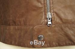 NWOT Brunello Cucinelli Jacket-Leather-DISTRESSED-L-Cafe Racer MOTORCYCLE Bomber