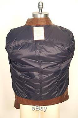 NWOT Brunello Cucinelli Jacket-Leather-DISTRESSED-L-Cafe Racer MOTORCYCLE Bomber