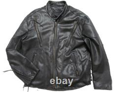 Natel motorcycle cafe scooter jacket Black Leather 42 Quilted zip-out liner USA Natel motorcycle cafe scooter jacket Black Leather 42 Quilted zip-out liner USA