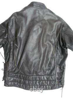 Natel motorcycle cafe scooter jacket Black Leather 42 Quilted zip-out liner USA