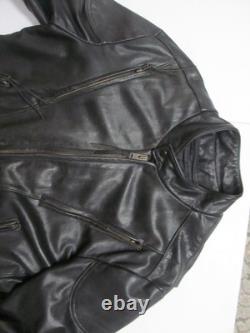 Natel motorcycle cafe scooter jacket Black Leather 42 Quilted zip-out liner USA