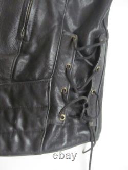 Natel motorcycle cafe scooter jacket Black Leather 42 Quilted zip-out liner USA