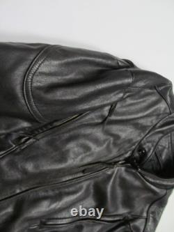 Natel motorcycle cafe scooter jacket Black Leather 42 Quilted zip-out liner USA