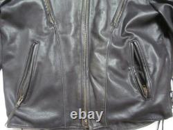Natel motorcycle cafe scooter jacket Black Leather 42 Quilted zip-out liner USA
