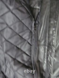 Natel motorcycle cafe scooter jacket Black Leather 42 Quilted zip-out liner USA
