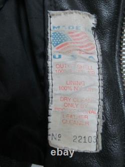 Natel motorcycle cafe scooter jacket Black Leather 42 Quilted zip-out liner USA