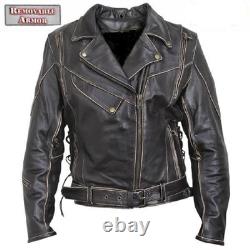 New Mens Antique Brown Vented Leather Motorcycle Jacket LARGE, XL, 2XL CLOSEOUT