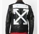 Off-White Virgil Abloh Black Arrow print Leather Biker Jacket sz Med preowned