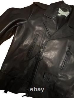Off-White Virgil Abloh Black Arrow print Leather Biker Jacket sz Med preowned