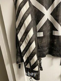 Off-White c/o Virgil Abloh Distressed Leather Biker Jacket Men's XL