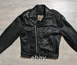 Open Road Black Leather Biker Jacket, Vintage, Motorcycle, Size M (38)