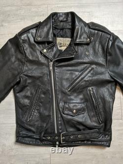 Open Road Black Leather Biker Jacket, Vintage, Motorcycle, Size M (38)