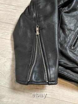 Open Road Black Leather Biker Jacket, Vintage, Motorcycle, Size M (38)