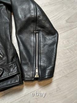 Open Road Black Leather Biker Jacket, Vintage, Motorcycle, Size M (38)
