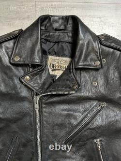 Open Road Black Leather Biker Jacket, Vintage, Motorcycle, Size M (38)