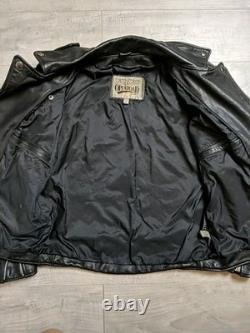 Open Road Black Leather Biker Jacket, Vintage, Motorcycle, Size M (38)