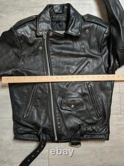 Open Road Black Leather Biker Jacket, Vintage, Motorcycle, Size M (38)