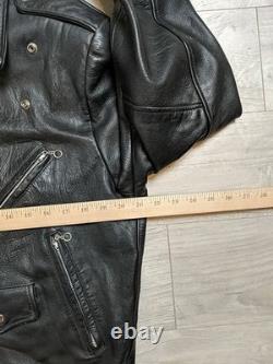 Open Road Black Leather Biker Jacket, Vintage, Motorcycle, Size M (38)