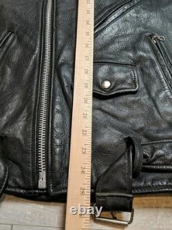 Open Road Black Leather Biker Jacket, Vintage, Motorcycle, Size M (38)