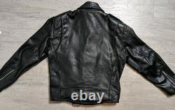 Open Road Black Leather Biker Jacket, Vintage, Motorcycle, Size M (38)