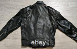 Open Road Black Leather Biker Jacket, Vintage, Motorcycle, Size M (38)