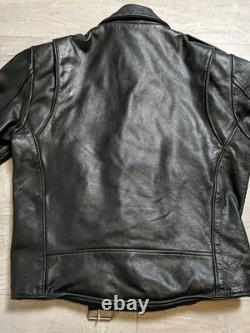 Open Road Black Leather Biker Jacket, Vintage, Motorcycle, Size M (38)