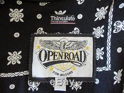 Open Road Removable Liner Wilson Black Leather Fringe Motorcycle Jacket Men MED