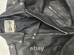 Open Road Size L Black Leather Motorcycle Biker Jacket Zip Pockets Pre-owned