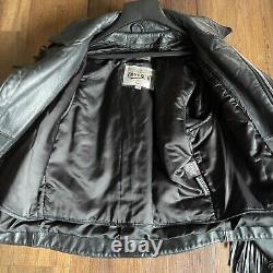 Open Road Wilson Vtg Black Leather Fringe Moto Jacket Concho Medium-Thinsulate