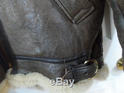 Orchard Motorcycle Branded B-3 Shearling Sheepskin Leather Bomber Jacket Mens 42