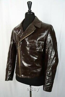 Original 1940's WW2 HORSEHIDE Leather Luftwaffe Motorcycle Sports Jacket 42R M