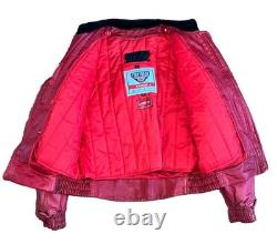 Original 1980s HEIN GERICKE First Gear'Pines' Red Leather Biker Jacket Size L