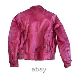 Original 1980s HEIN GERICKE First Gear'Pines' Red Leather Biker Jacket Size L